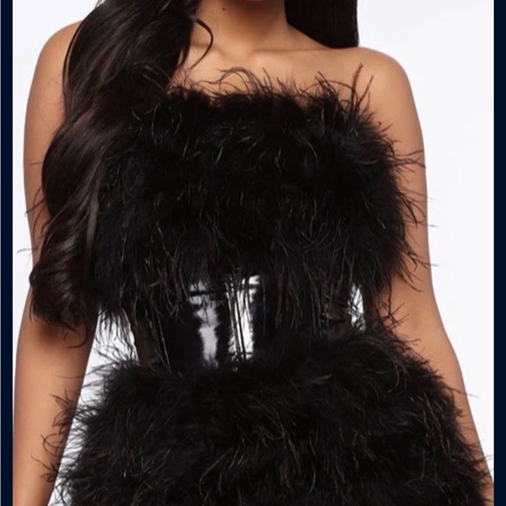Black feather dress, gorgeous for birthdays. Worn once